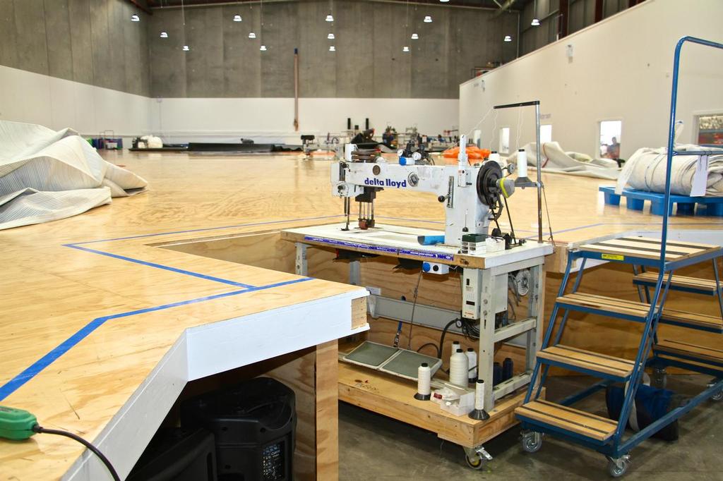 Sewing machines can be slid into the loft floor - North Sails NZ Loft - July 20, 2016 © Richard Gladwell www.photosport.co.nz